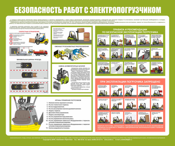 С132 безопасность работ с электропогрузчиком (1000х1200 мм, пластик ПВХ 3мм, Прямая печать на пластик) - Стенды - Охрана труда на складе - . Магазин Znakstend.ru